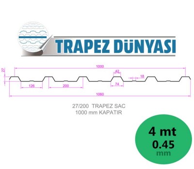 27/200 Trapez Sac 0.45 mm 4 metre