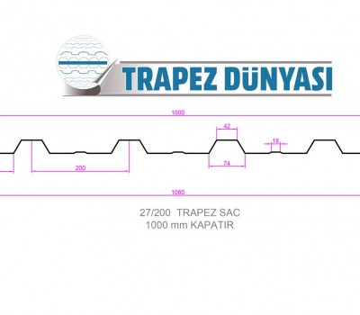 27/200 Trapez Sac 0.45 mm 1 metre