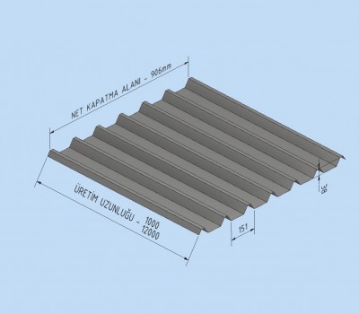 Beton Altı Trapez Sac 38/151 1.2 mm 1 metre Uzunluk