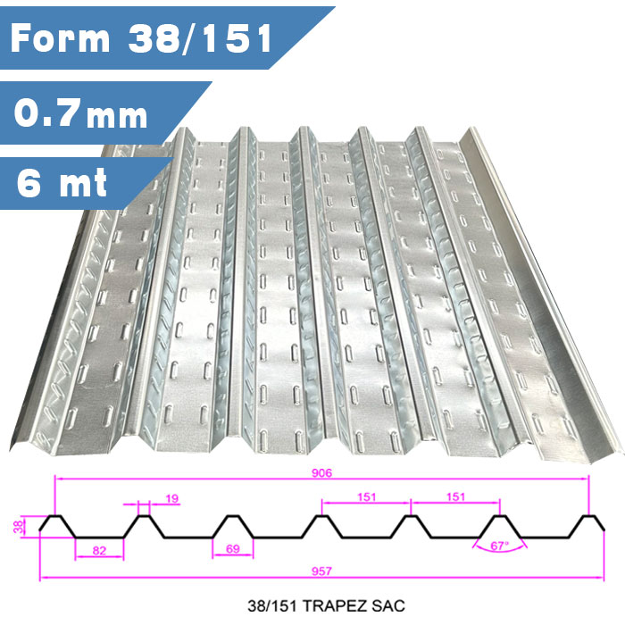 Beton Altı Trapez Sac 38/151 Form 0.7 mm 6 metre