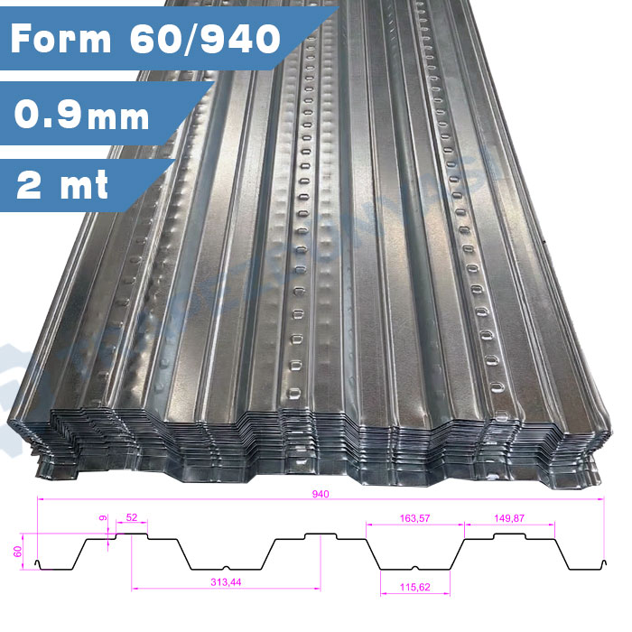 Beton Altı Trapez Sac 60/940 Form 0.9 mm 2 metre