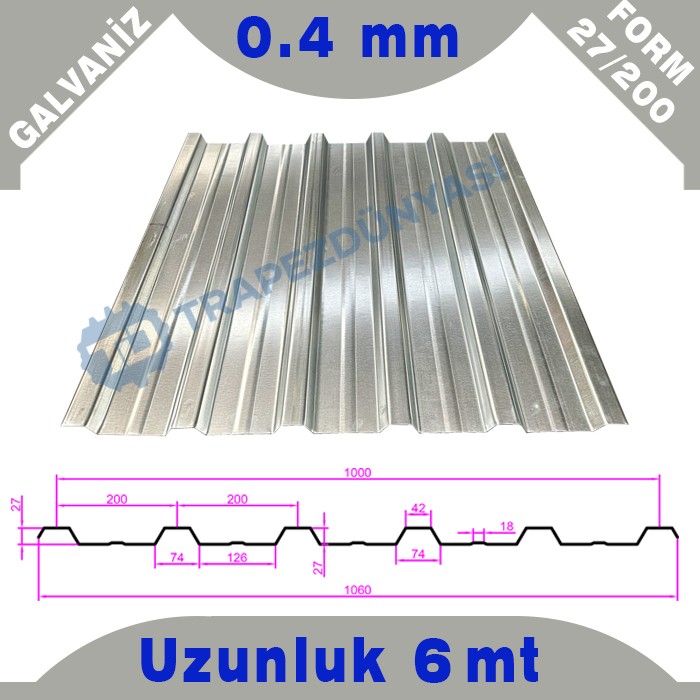 Çatı Sacı 6 mt Kapatır 0.4 mm